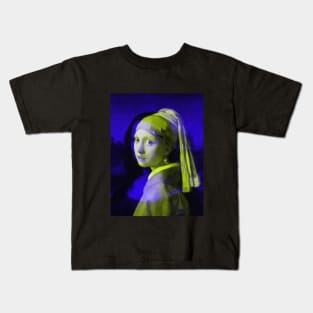 Mona Lisa with a Pearl Earring Interactive Yellow&Blue Filter By Red&Blue Kids T-Shirt